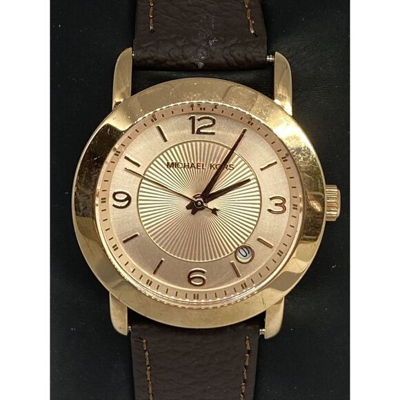 Michael Kors MK3486 Women's Brown Leather Analog Dial Quartz Wrist Watch KS555 - Picture 2 of 12